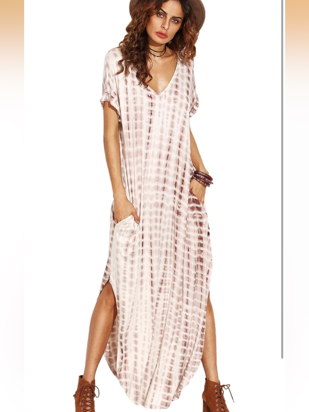 Amazon Brown Tie-Dye Maxi Dress